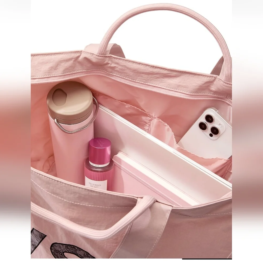VSX Blush Pink Victoria's Secret Tote Bag with Black Logo